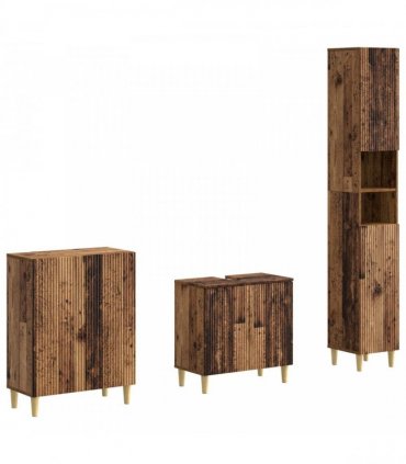 vidaXL 3 Piece Bathroom Cabinet Set ARNHEM Old Wood Engineered Wood