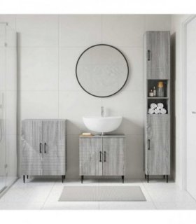 vidaXL 3 Piece Bathroom Cabinet Set HAARLEM Grey Sonoma