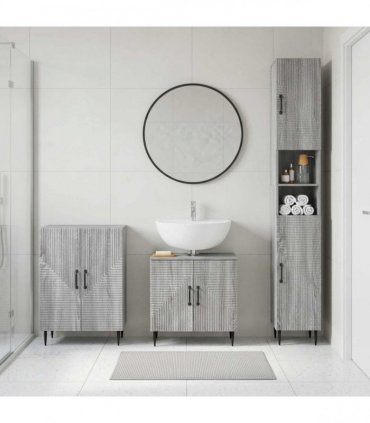 vidaXL 3 Piece Bathroom Cabinet Set HAARLEM Grey Sonoma