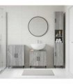 vidaXL 3 Piece Bathroom Cabinet Set HAARLEM Grey Sonoma