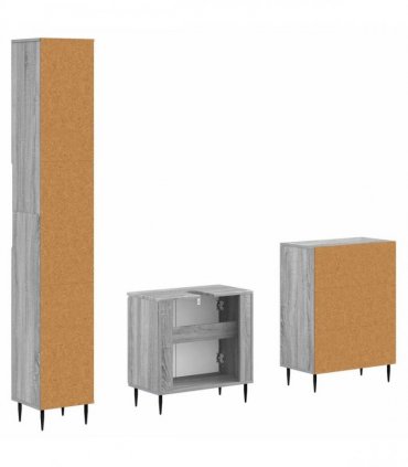 vidaXL 3 Piece Bathroom Cabinet Set HAARLEM Grey Sonoma