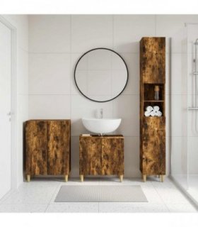 vidaXL 3 Piece Bathroom Cabinet Set DELFT Smoked Oak Engineered Wood