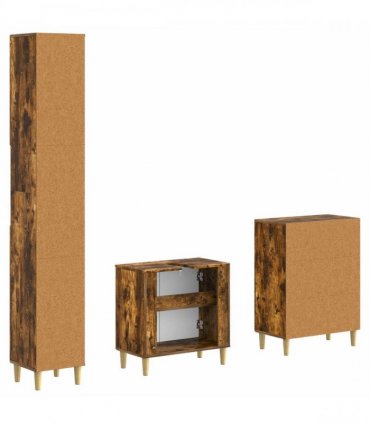 vidaXL 3 Piece Bathroom Cabinet Set DELFT Smoked Oak Engineered Wood