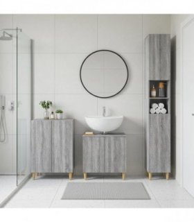 vidaXL 3 Piece Bathroom Cabinet Set DELFT Grey Sonoma Engineered Wood