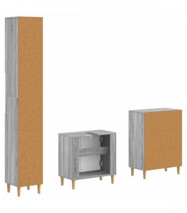 vidaXL 3 Piece Bathroom Cabinet Set DELFT Grey Sonoma Engineered Wood