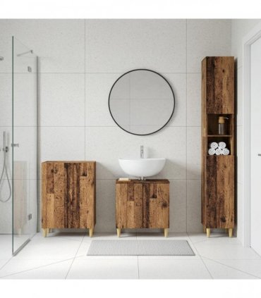 vidaXL 3 Piece Bathroom Cabinet Set DELFT Old Wood Engineered Wood