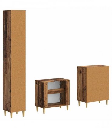 vidaXL 3 Piece Bathroom Cabinet Set DELFT Old Wood Engineered Wood