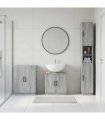 vidaXL 3 Piece Bathroom Cabinet Set HOORN Grey Sonoma Engineered Wood