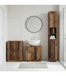 vidaXL 3 Piece Bathroom Cabinet Set HOORN Old Wood Engineered Wood