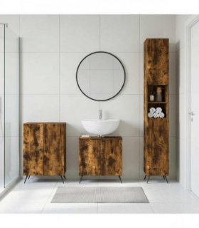 vidaXL 3 Piece Bathroom Cabinet Set BREDA Smoked Oak Engineered Wood