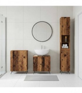 vidaXL 3 Piece Bathroom Cabinet Set BREDA Old Wood Engineered Wood