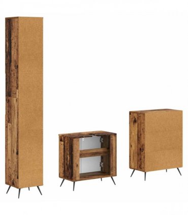 vidaXL 3 Piece Bathroom Cabinet Set BREDA Old Wood Engineered Wood