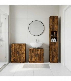 vidaXL 3 Piece Bathroom Cabinet Set UTRECHT Smoked Oak Engineered Wood