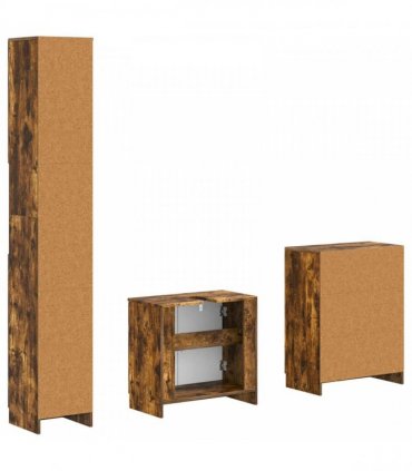 vidaXL 3 Piece Bathroom Cabinet Set UTRECHT Smoked Oak Engineered Wood