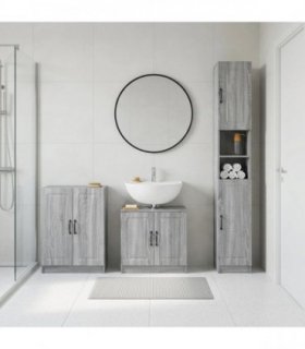 vidaXL 3 Piece Bathroom Cabinet Set UTRECHT Grey Sonoma