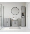 vidaXL 3 Piece Bathroom Cabinet Set UTRECHT Grey Sonoma