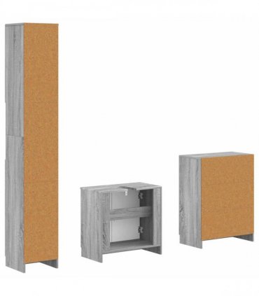 vidaXL 3 Piece Bathroom Cabinet Set UTRECHT Grey Sonoma
