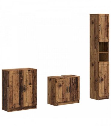 vidaXL 3 Piece Bathroom Cabinet Set UTRECHT Old Wood Engineered Wood