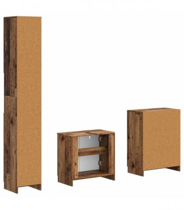 vidaXL 3 Piece Bathroom Cabinet Set UTRECHT Old Wood Engineered Wood