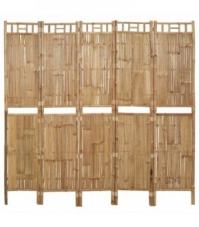 vidaXL 5-Panel Room Divider Bamboo 200x180 cm
