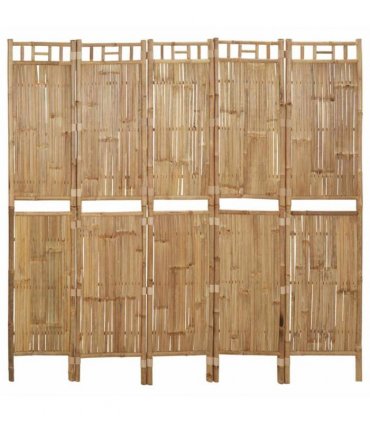 vidaXL 5-Panel Room Divider Bamboo 200x180 cm