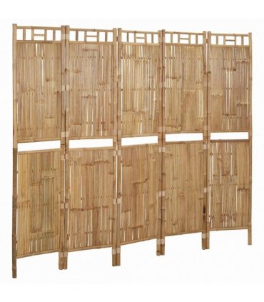 vidaXL 5-Panel Room Divider Bamboo 200x180 cm