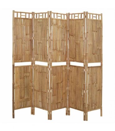 vidaXL 5-Panel Room Divider Bamboo 200x180 cm
