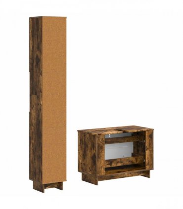 vidaXL 2 Piece Bathroom Cabinet Set EDE Smoked Oak Engineered Wood