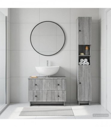 vidaXL 2 Piece Bathroom Cabinet Set EDE Grey Sonoma Engineered Wood