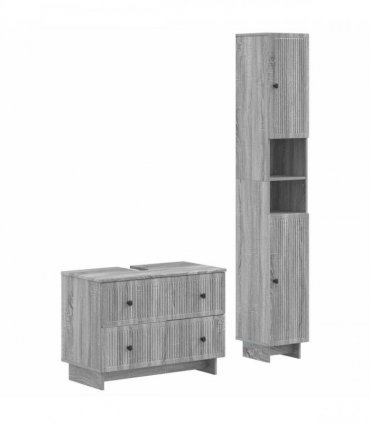 vidaXL 2 Piece Bathroom Cabinet Set EDE Grey Sonoma Engineered Wood