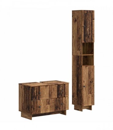 vidaXL 2 Piece Bathroom Cabinet Set EDE Old Wood Engineered Wood