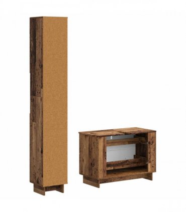 vidaXL 2 Piece Bathroom Cabinet Set EDE Old Wood Engineered Wood