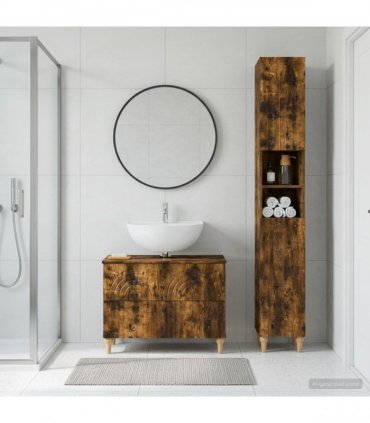 vidaXL 2 Piece Bathroom Cabinet Set ALKMAAR Smoked Oak Engineered Wood