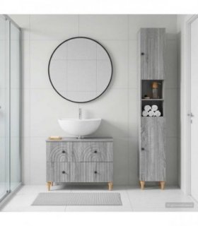 vidaXL 2 Piece Bathroom Cabinet Set ALKMAAR Grey Sonoma