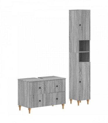 vidaXL 2 Piece Bathroom Cabinet Set ALKMAAR Grey Sonoma