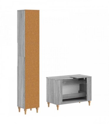 vidaXL 2 Piece Bathroom Cabinet Set ALKMAAR Grey Sonoma