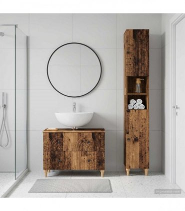 vidaXL 2 Piece Bathroom Cabinet Set ALKMAAR Old Wood Engineered Wood