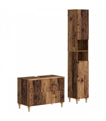 vidaXL 2 Piece Bathroom Cabinet Set ALKMAAR Old Wood Engineered Wood