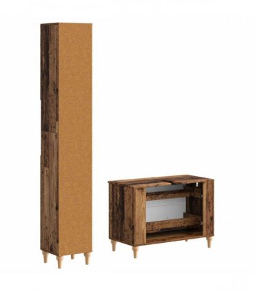 vidaXL 2 Piece Bathroom Cabinet Set ALKMAAR Old Wood Engineered Wood