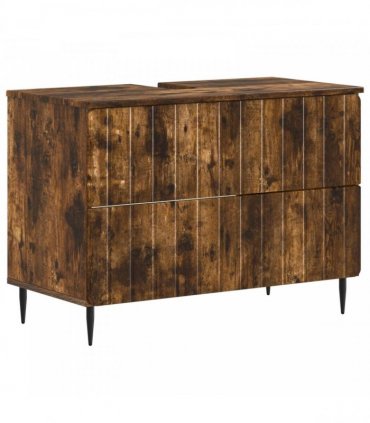 vidaXL 2 Piece Bathroom Cabinet Set ZWOLLE Smoked Oak Engineered Wood