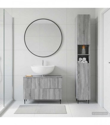 vidaXL 2 Piece Bathroom Cabinet Set ZWOLLE Grey Sonoma Engineered Wood