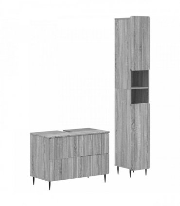 vidaXL 2 Piece Bathroom Cabinet Set ZWOLLE Grey Sonoma Engineered Wood