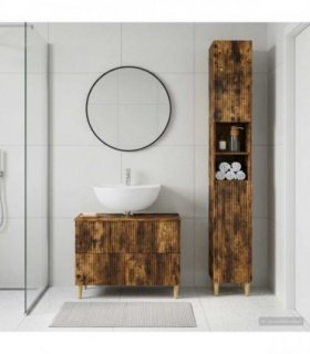 vidaXL 2 Piece Bathroom Cabinet Set ARNHEM Smoked Oak Engineered Wood