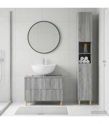 vidaXL 2 Piece Bathroom Cabinet Set ARNHEM Grey Sonoma Engineered Wood
