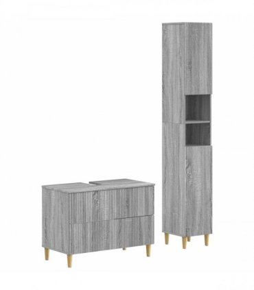 vidaXL 2 Piece Bathroom Cabinet Set ARNHEM Grey Sonoma Engineered Wood