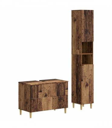 vidaXL 2 Piece Bathroom Cabinet Set ARNHEM Old Wood Engineered Wood
