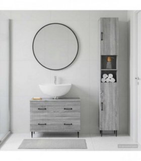 vidaXL 2 Piece Bathroom Cabinet Set HAARLEM Grey Sonoma
