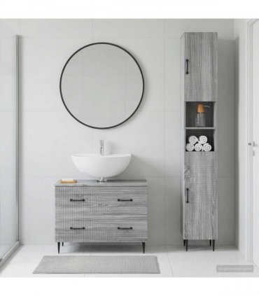 vidaXL 2 Piece Bathroom Cabinet Set HAARLEM Grey Sonoma