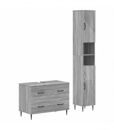 vidaXL 2 Piece Bathroom Cabinet Set HAARLEM Grey Sonoma