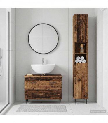 vidaXL 2 Piece Bathroom Cabinet Set HAARLEM Old Wood Engineered Wood